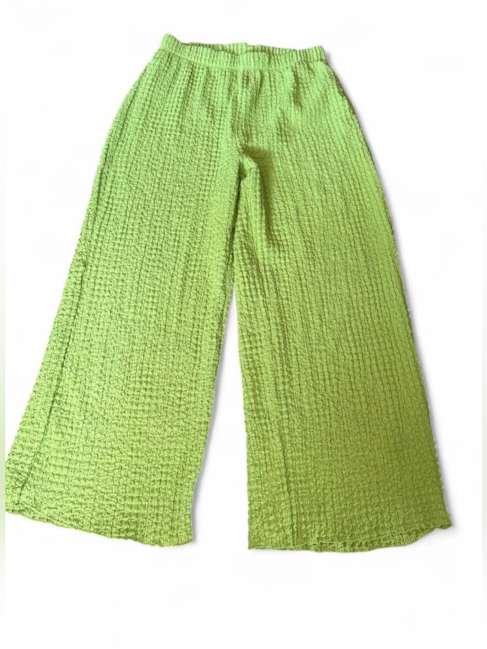 ZARA Girls’ Lime Green Crinkle Wide-Leg Pants size 10